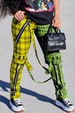 Fashionkova - Red Fashion Casual Plaid Print Mid WaisPatchwork Trousers