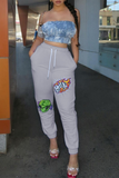 Fashionkova - White Casual Print Patchwork Harlan High Waist Harlan Positioning Print Bottoms
