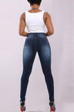 Fashionkova - Light Blue Denim Zipper Fly Mid Old Zippered washing pencil Pants Pants