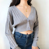 FashionKova - Thai Retro V-neck Knit Cardigan