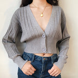 FashionKova - Thai Retro V-neck Knit Cardigan